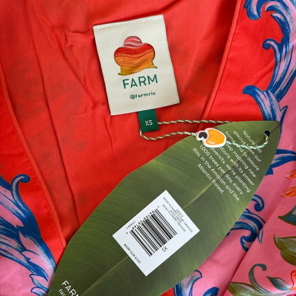 NWT Farm Rio Sicily Flowers Orange Printed Cotton Maxi Dress XS - Picture 10 of 16